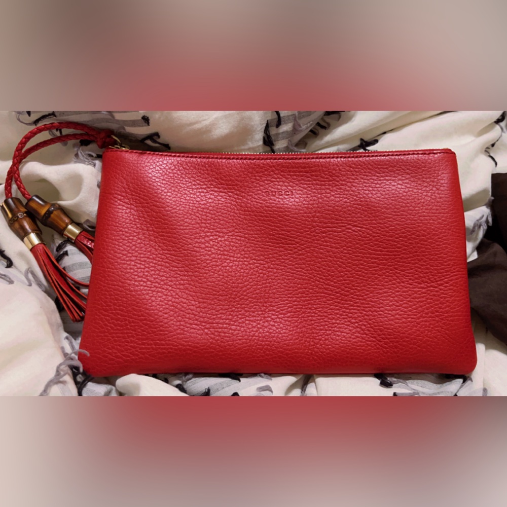 Gucci bamboo small clutch.